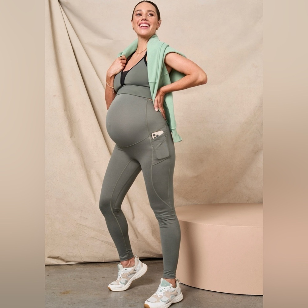 Blanqi Olive Green Maternity Pocket Leggings NWT Medium